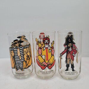 VTG Ronald McDonald Hamburglar & Captain Crook Collector Series Glasses Set Of 3